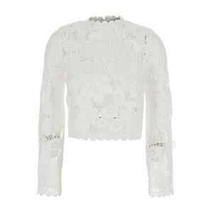 Self-Portrait Women White 'Crochet Lace' Top With Short Sleeves For Women